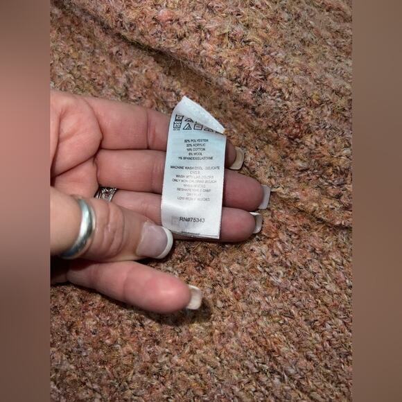 UEC JESSICA SIMPSON PEACH PINK COLOR LONG FUZZY OPEN FRONT CARDIGAN SWEATER SZ S - Picture 10 of 13